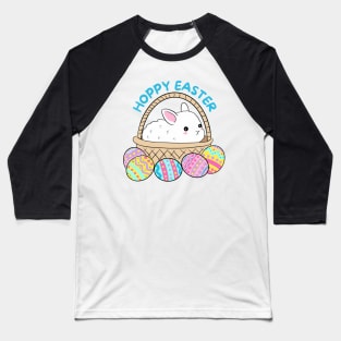 Hoppy easter cute easter bunny in a basket with easter eggs Baseball T-Shirt